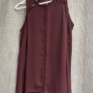 White House Black Market Deep Burgundy Lace Blouse